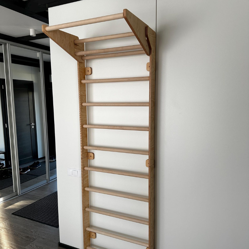Handcrafted Wooden Swedish Ladder Wall Gym – Premium Home Fitness Stall Bars