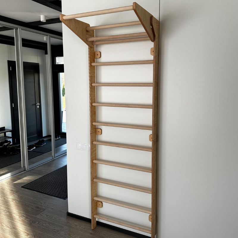 Handcrafted Wooden Swedish Ladder Wall Gym – Premium Home Fitness Stall Bars