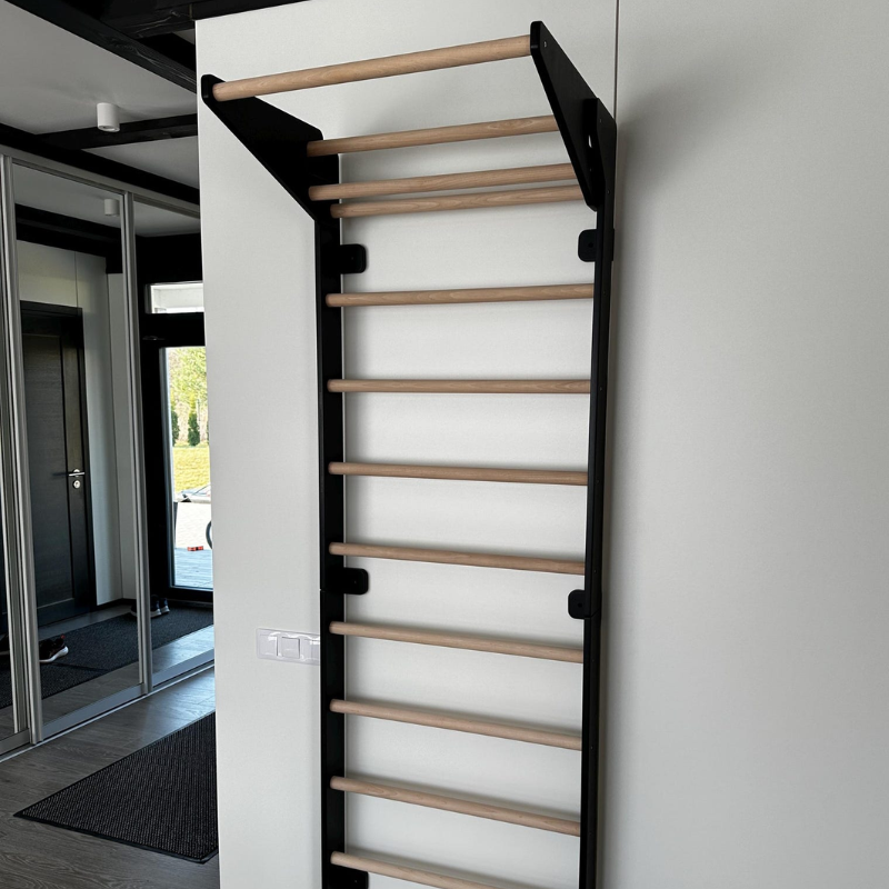 Handcrafted Wooden Swedish Ladder Wall Gym – Premium Home Fitness Stall Bars