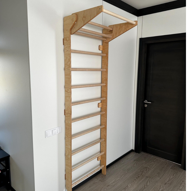 Handcrafted Wooden Swedish Ladder Wall Gym – Premium Home Fitness Stall Bars